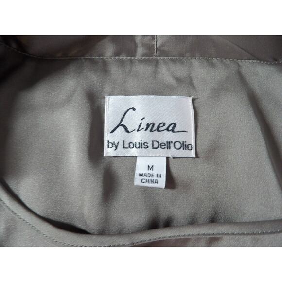 Linea By Louis Dell'Olio Medium Blouse Drapeneck Crossover Faux Tan Silky Taupe - Picture 6 of 12